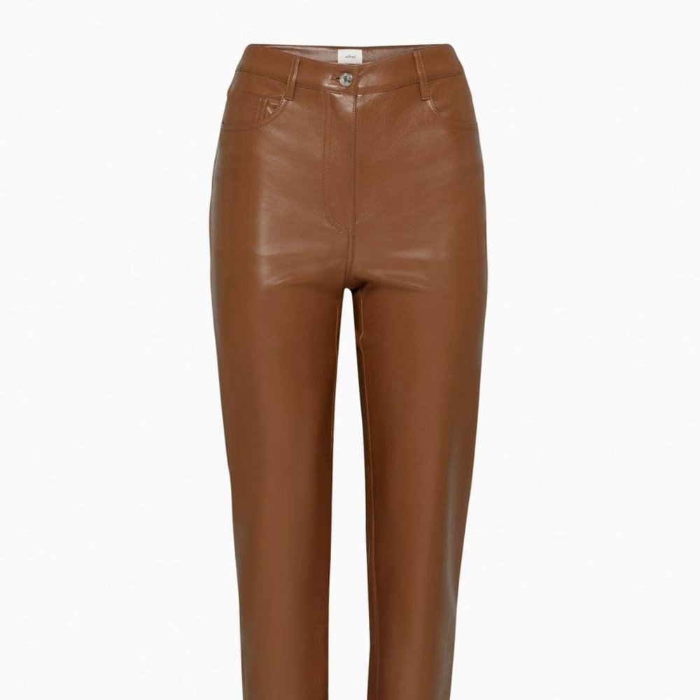 Aritzia Wilfred Melina Faux Leather Pants in Cognac Size 6